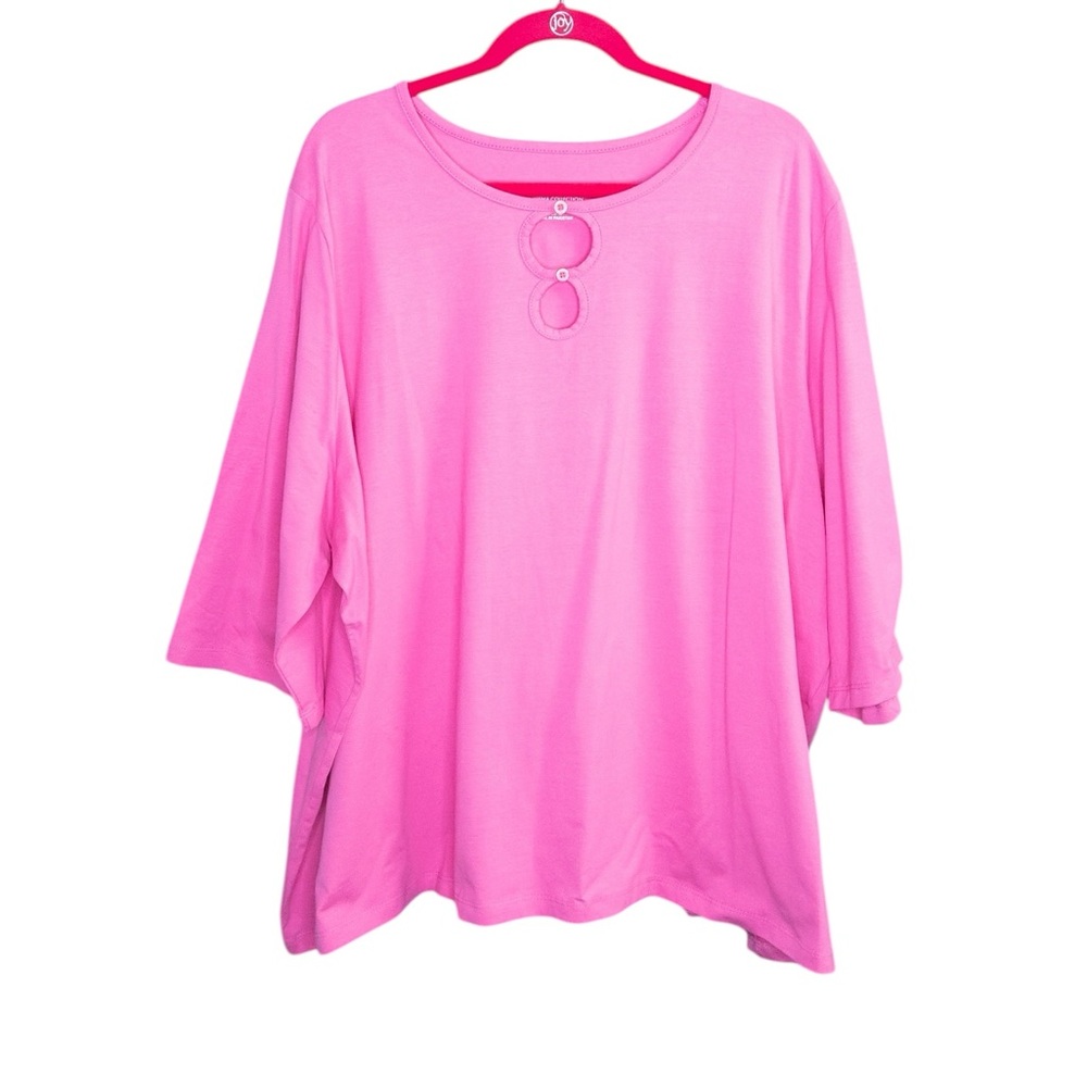 Catherines Petites 3X 26/28W Suprema Collection Pink Stretch Cotton Top Plus 3XP